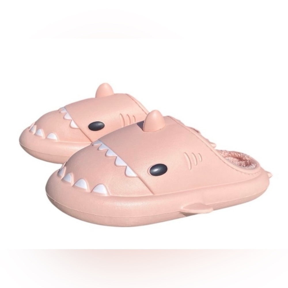 3/$18 Crayola Friends Pink Faux Fur Shark Slides- Mens Size 8